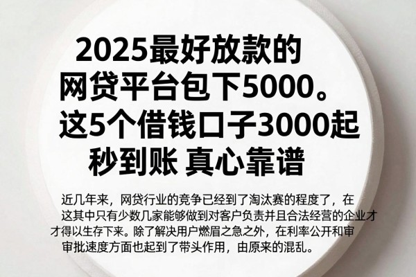 2025最好放款的网贷平台包下5000，这5个借钱口子3000起秒到账真心靠谱