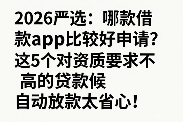 2026严选：哪款借款app比较好申请？这5个对资质要求不高的贷款app，自动放款太省心！