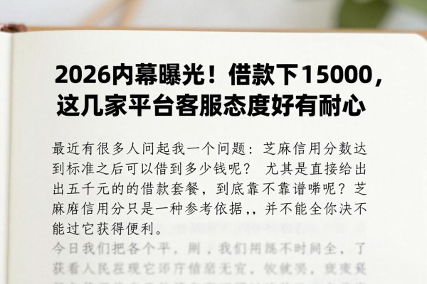 2026内幕曝光!芝麻信用分借款包下5000,这几家平台客服态度好有耐心