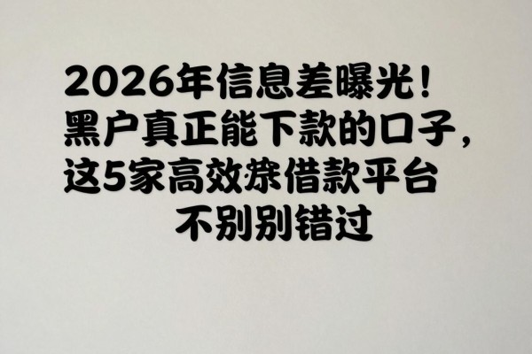 2026年信息差曝光!黑户真正能下款的口子,这5家高效借款平台千万别错过