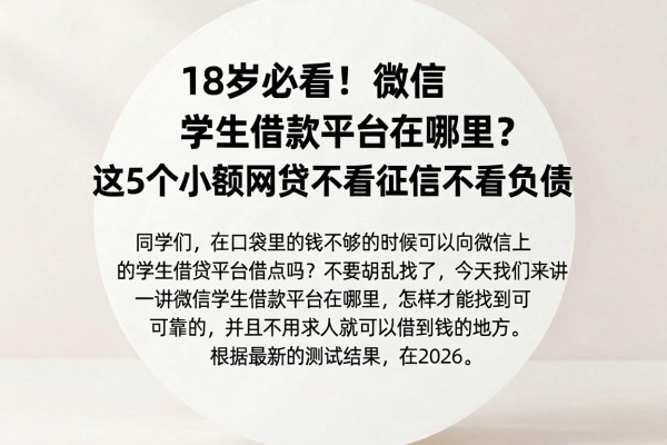 18岁必看!微信学生借款平台在哪里?这5个小额网贷不看征信不看负债