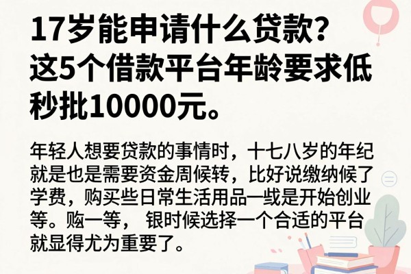 17岁能申请什么贷款?这5个借款平台年龄要求低,秒批10000元