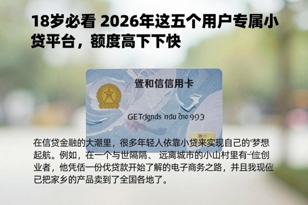 18岁必看!2026年这五个信用卡用户专属小额贷款平台,额度高下款快