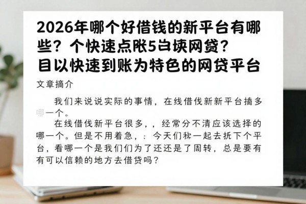 2026年哪个好借钱的新平台有哪些?盘点5个以快速到账为特色的网贷平台