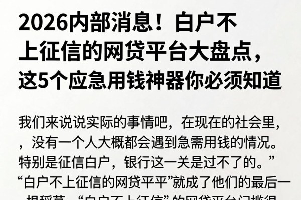 2026内部消息!白户不上征信的网贷平台大盘点,这5个应急用钱神器你必须知道