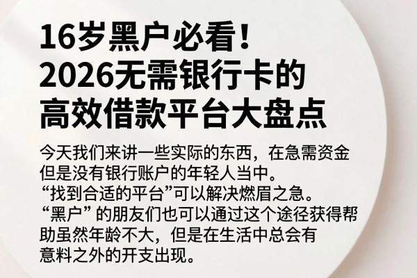 16岁黑户必看!2026无需银行卡的高效借款平台大盘点