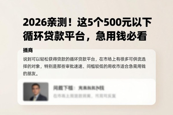 2026亲测！这5个500元以下容易下款的循环贷款平台，急用钱必看