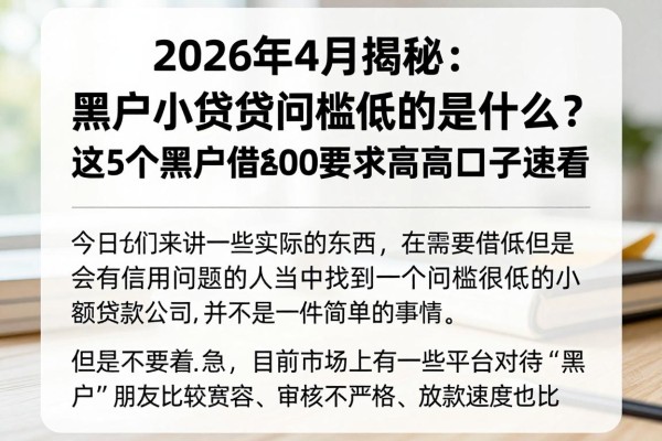 2026年4月揭秘:黑户小额贷款门槛低的是什么?这5个黑户借款2000要求不高的口子速看