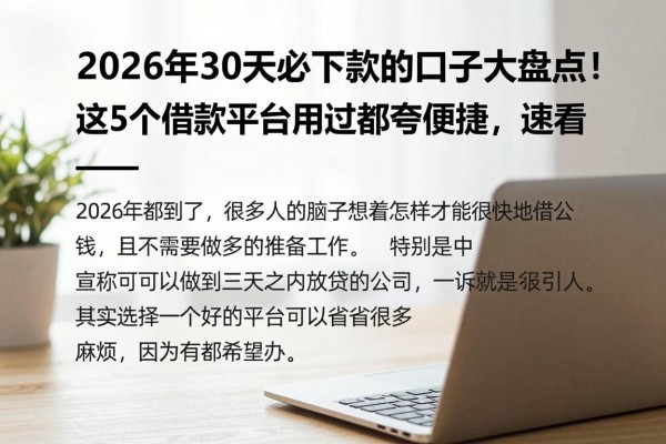 2026年30天必下款的口子大盘点！这5个借款平台用过都夸便捷，速看
