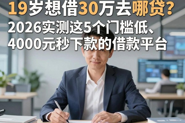 19岁想借30万去哪贷?2026实测这5个门槛低、4000元秒下款的借款平台
