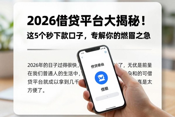 2026借贷平台大揭秘！这5个秒下款口子，专解你的燃眉之急