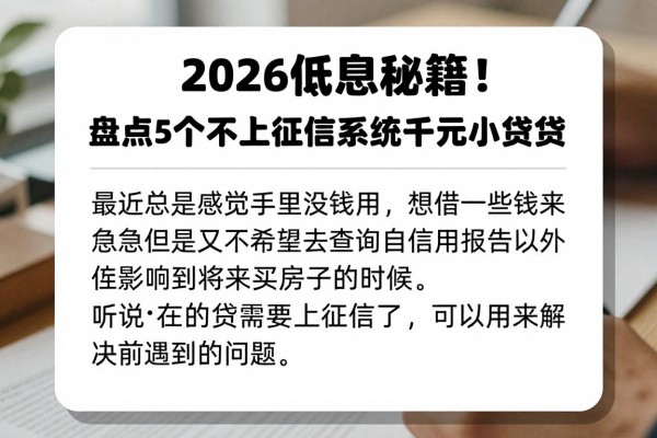 2026低息秘籍!盘点5个不上征信系统的千元小额贷款
