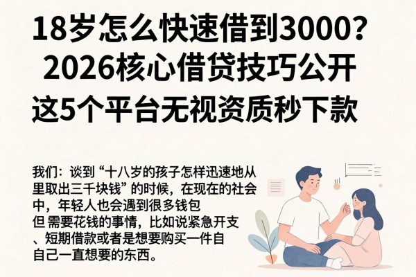 18岁怎么快速借到3000?2026核心借贷技巧公开,这5个平台无视资质秒下款