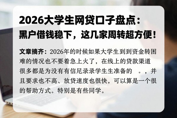 2026大学生网贷口子盘点:黑户借钱稳下,这几家周转超方便!