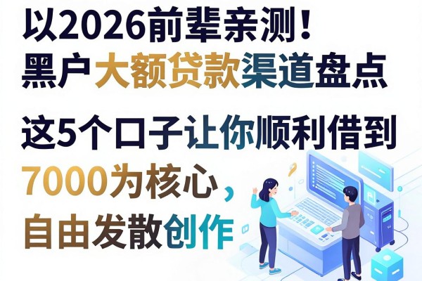 2026前辈亲测!黑户大额贷款渠道盘点,这5个口子让你顺利借到7000