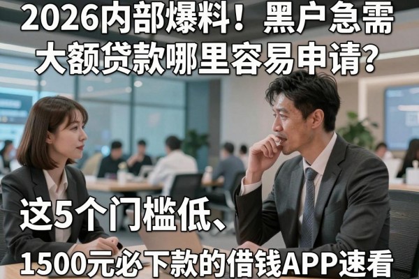 2026内部爆料!黑户急需大额贷款哪里容易申请?这5个门槛低、1500元必下款的借钱APP速看!