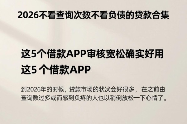 2026不看查询次数不看负债的贷款合集!这5个借款APP审核宽松确实好用