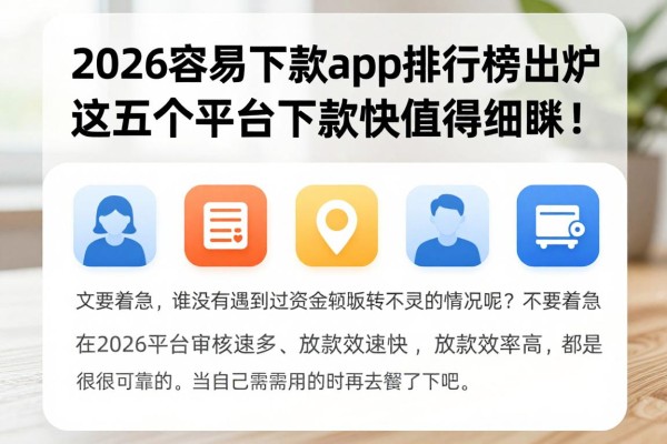 2026容易下款app排行榜出炉,这五个平台下款快值得细瞅!