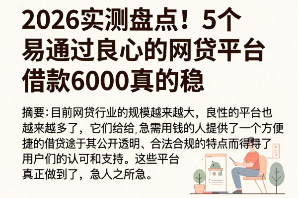 2026实测盘点!5个易通过良心的网贷平台,借款6000真的稳