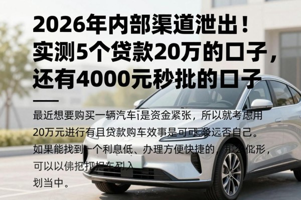 2026年内部渠道泄出!实测5个贷款20万的口子,还有4000元秒批的口子