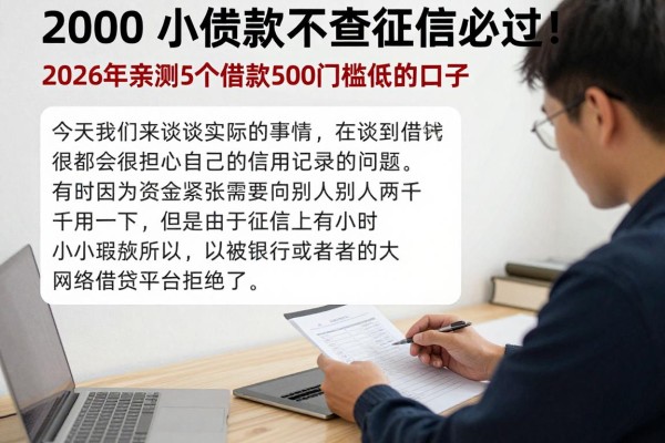 2000小额贷款不查征信必过!2026年亲测5个借款500门槛低的口子