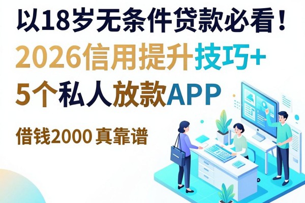 18岁无条件贷款必看!2026信用提升技巧+5个私人放款APP,借钱2000真靠谱