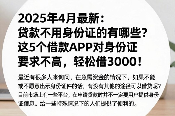 2025年4月最新：贷款不用身份证的有哪些？这5个借款APP对身份证要求不高，轻松借3000！