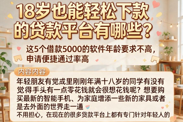18岁也能轻松下款的贷款平台有哪些？这5个借款5000的软件年龄要求不高，申请便捷通过率高