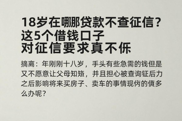 18岁在哪贷款不查征信?这5个借钱口子对征信要求真心不高