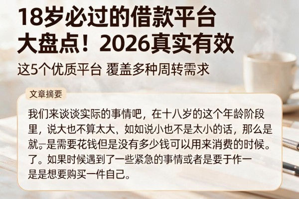 18岁必过的借款平台大盘点！2026真实有效，这5个优质平台覆盖多种周转需求