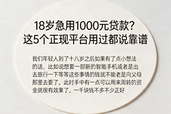 18岁急用1000元贷款?这5个正规平台用过都说靠谱