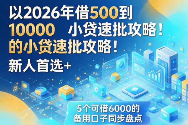 2026年借500到1000的小贷速批攻略！新人首选+5个可借6000的备用口子同步盘点