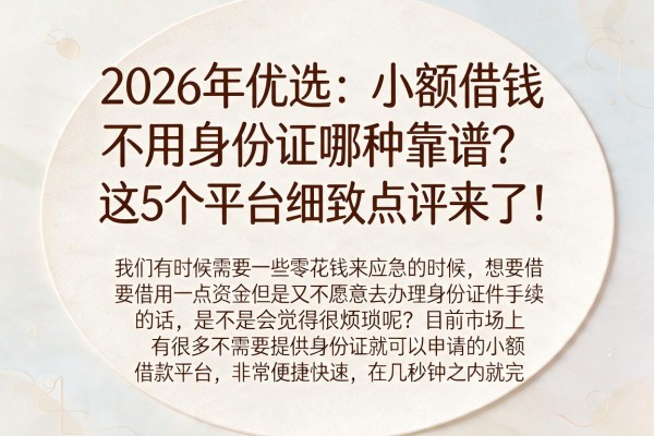 2026年优选：小额借钱不用身份证哪种靠谱？这5个平台细致点评来了！