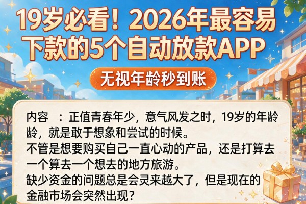 19岁必看!2026年最容易下款的5个自动放款APP,无视年龄秒到账