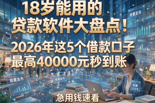 18岁能用的贷款软件大盘点:2026年这5个借款口子最高40000元秒到账,急用钱速看