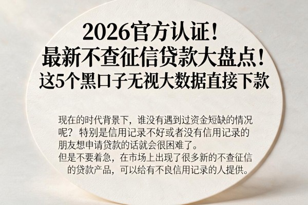 2026官方认证!最新不查征信贷款大盘点:这5个黑口子无视大数据直接下款