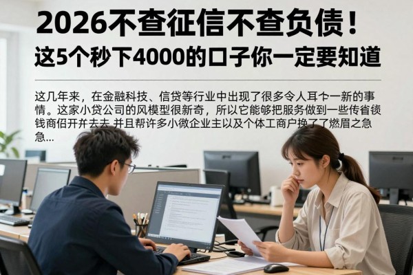2026不查征信不查负债！这5个秒下4000的口子你一定要知道