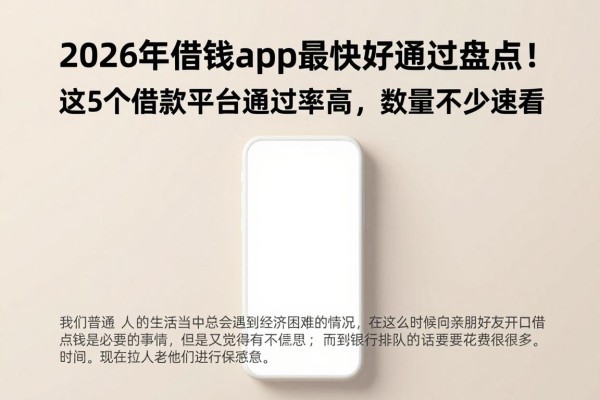 2026年借钱app最快好通过盘点！这5个借款平台通过率高，数量不少速看