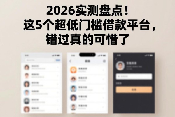 2026实测盘点!这5个超低门槛借款平台,错过真的可惜了
