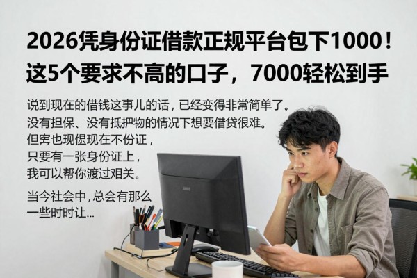 2026凭身份证借款正规平台包下1000！这5个要求不高的口子，7000轻松到手