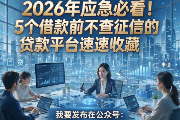 2026年应急必看!5个借款前不查征信的贷款平台速速收藏申请