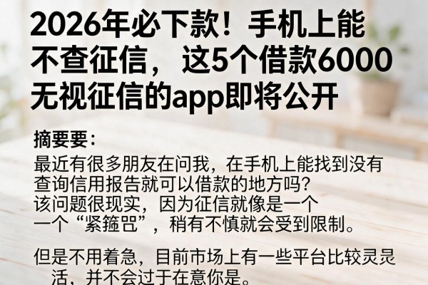 2026年必下款！手机上能不查征信，这5个借款6000无视征信的app即将公开
