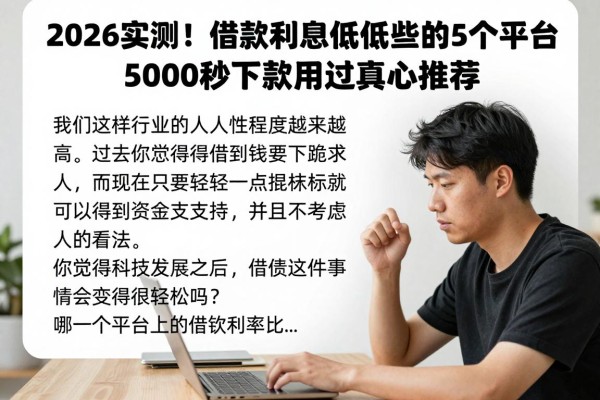 2026实测!借款利息低低些的5个平台,5000秒下款用过真心推荐