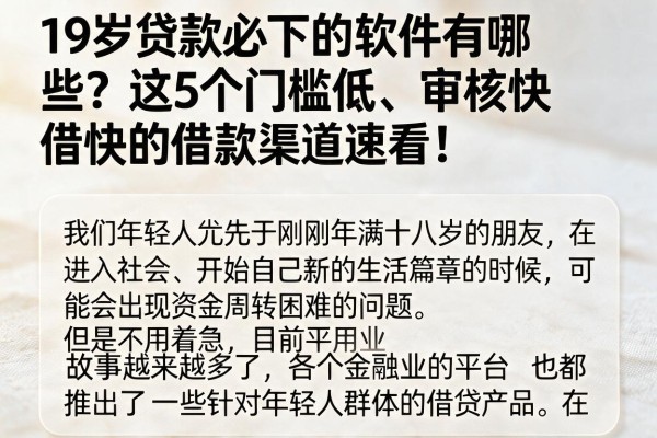19岁贷款必下的软件有哪些？这5个门槛低、审核快的借款渠道速看！