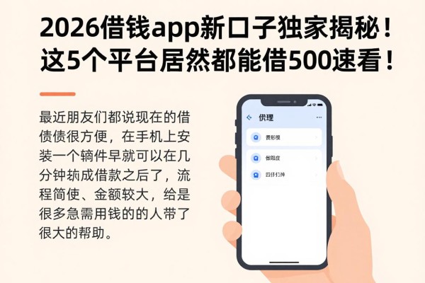 2026借钱app新口子独家揭秘!这5个平台居然都能借500速看!