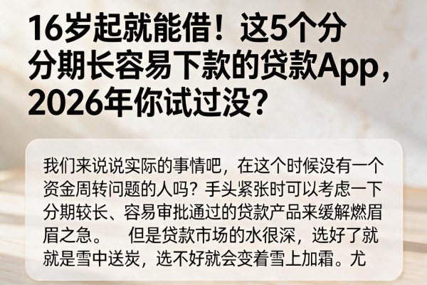 16岁起就能借!这5个分期长容易下款的贷款App,2026年你试过没?