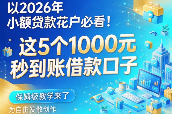 2026年小额贷款花户必看！这5个1000元秒到账借款口子，保姆级教学来了