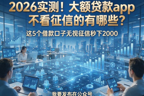2026实测！大额贷款app不看征信的有哪些？这5个借款口子无视征信秒下2000