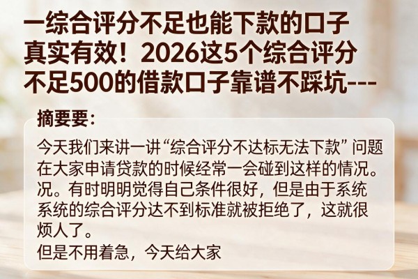 --综合评分不足也能下款的口子真实有效!2026这5个综合评分不足500的借款口子靠谱不踩坑--
