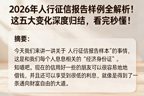 2026年人行征信报告样例全解析！这五大变化深度归结，看完秒懂！